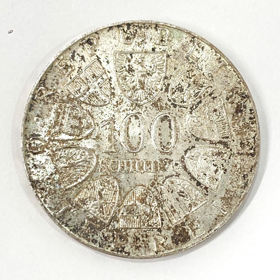 オーストラリア 1977年 クレムスミュンスター修道院1200周年記念 100シリング 銀貨