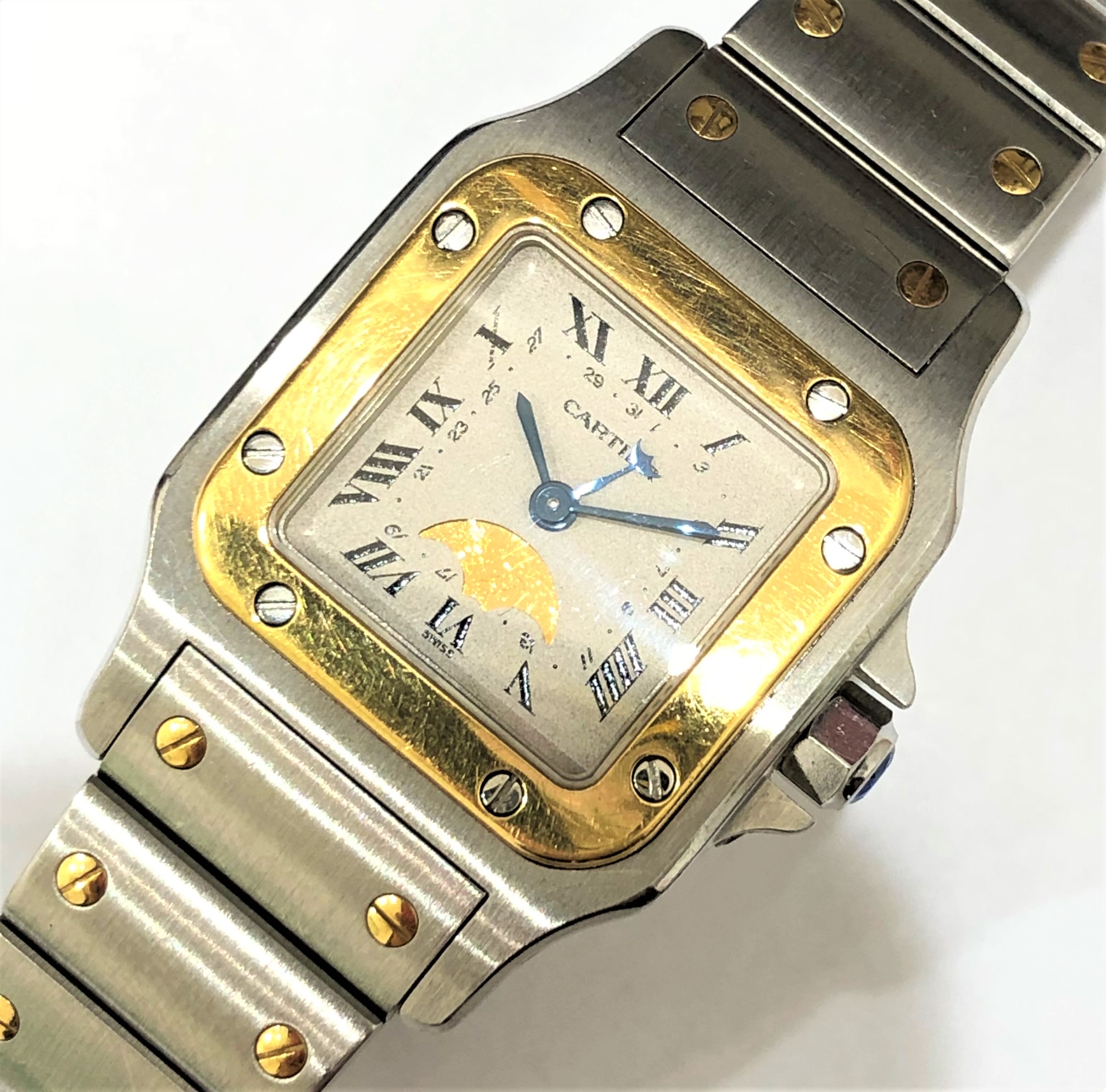 【Cartier/カルティエ】サントス ガルベ ムーンフェイズ QZ 腕時計