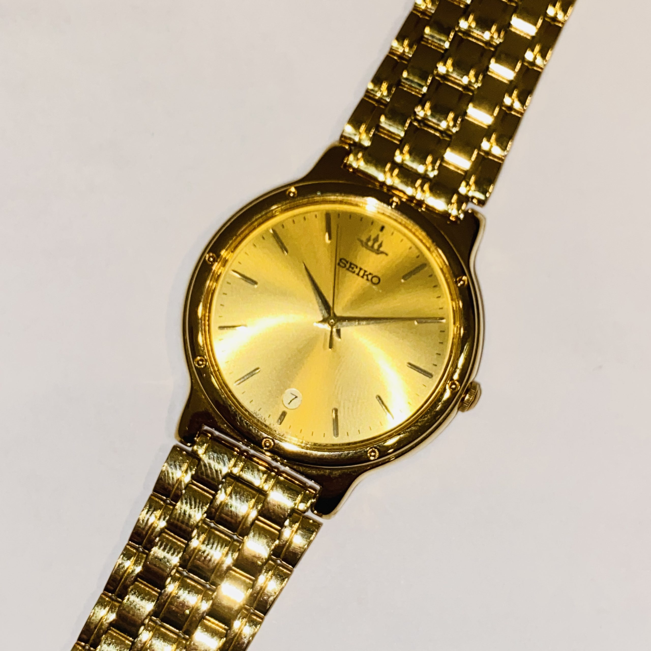 【SEIKO/セイコー】クオーツ V732-0080 デイト メンズ腕時計 ゴールド