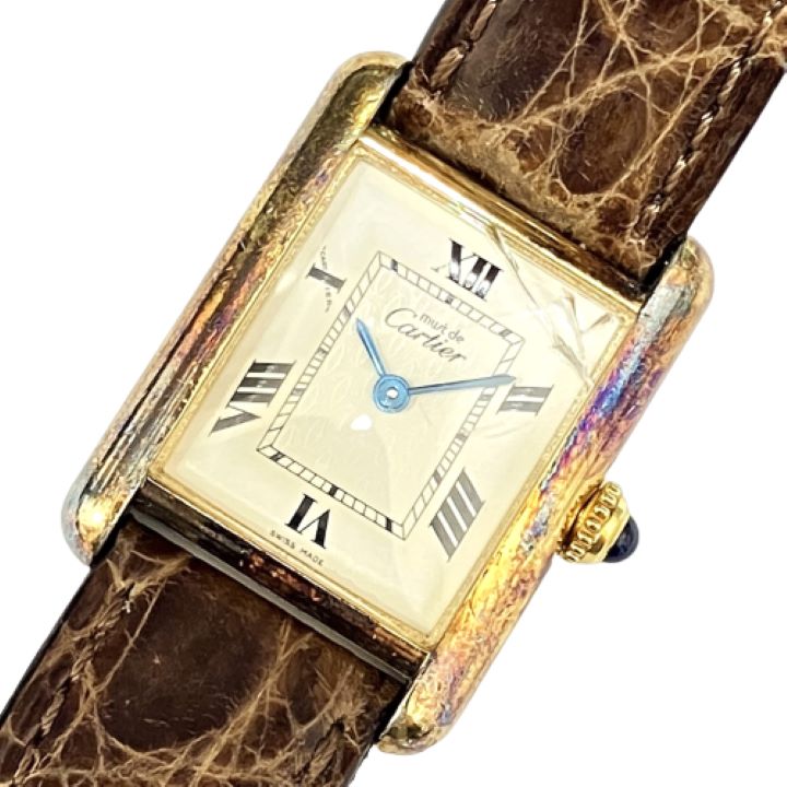 【Cartier/カルティエ】マストタンクヴェルメイユ QZ 腕時計 風防割れ有