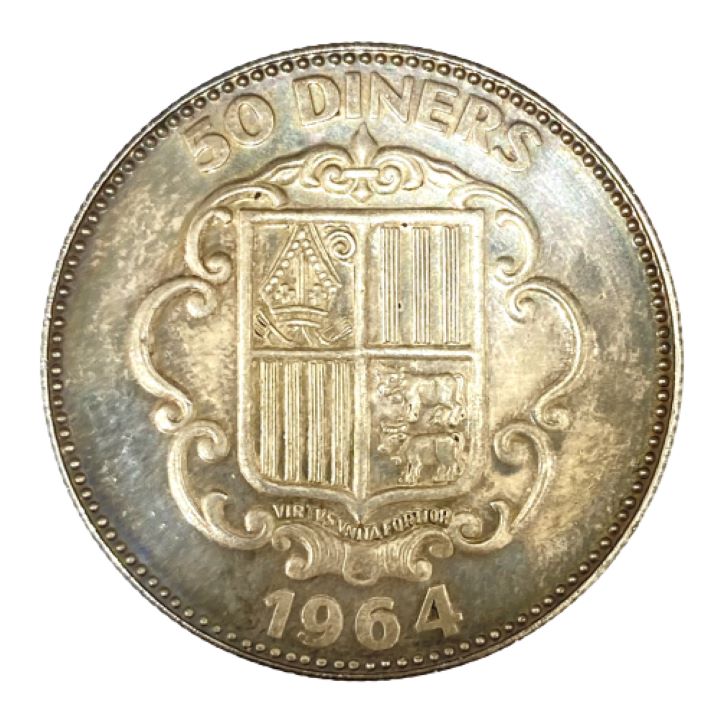 アンドラ公国 1964年 50ディナール銀貨