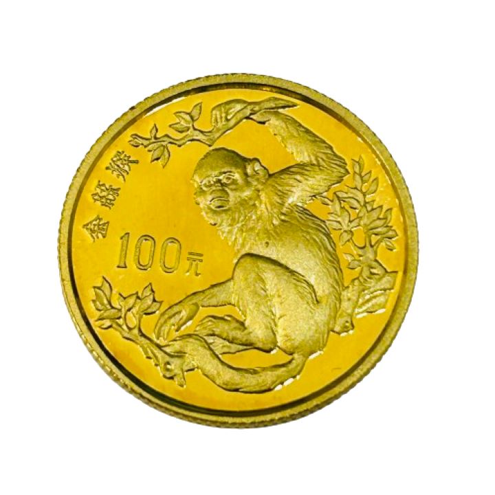【中国】100元 金貨 猿