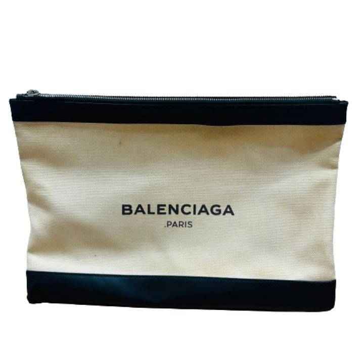 【Balenciaga/バレンシアガ】キャンバス×レザー クラッチバッグ/セカンドバッグ