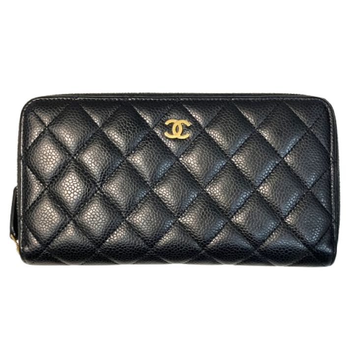 【CHANEL/シャネル】マトラッセ キャビアスキン クラシック ラウンドファスナー長財布