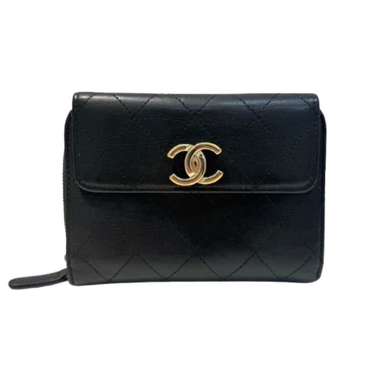 【CHANEL/シャネル】レザー 財布 ターンロック金具