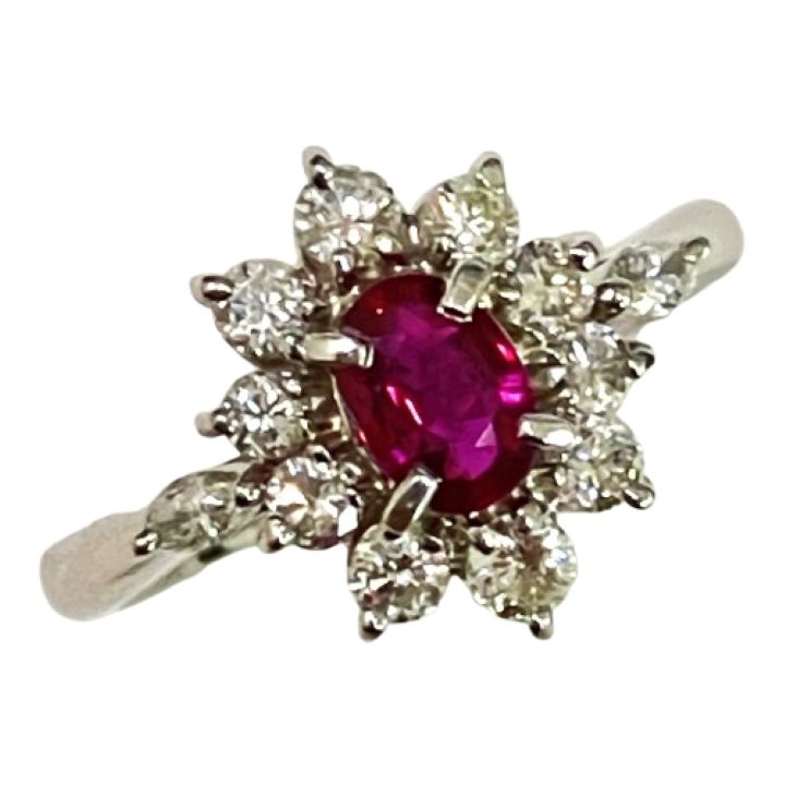 Pt900 リング ルビー0.49ct MD0.45ct