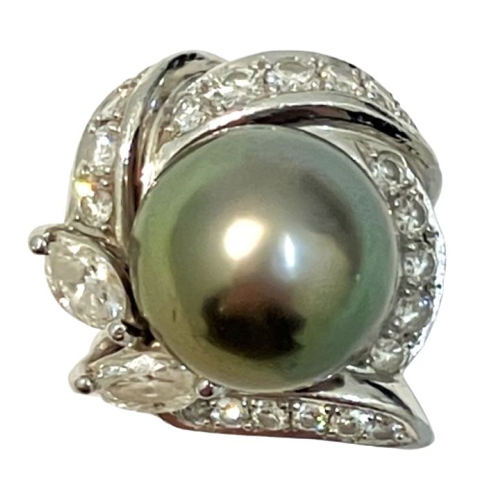 Pt950 リング  真珠11.1mm MD2.0ct