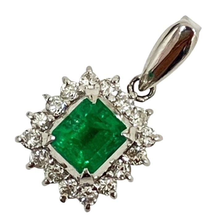 Pt900 ペンダント エメラルド0.5ct  MD0.24ct