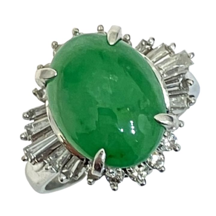 Pt900 リング 翡翠6.0ct MD0.62ct