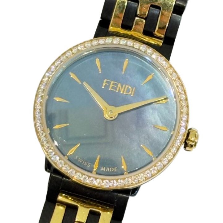 【FENDI/フェンディ】フォーエバー ダイヤベゼル シェル文字盤 クォーツ レディース 腕時計