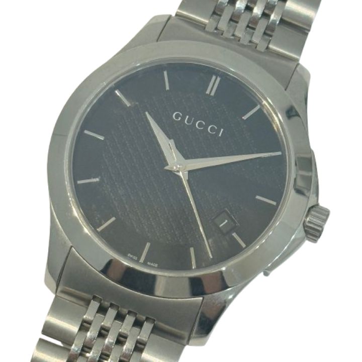 【GUCCI/グッチ】クオーツ Gタイムレス 126.4 黒文字盤 シルバー 腕時計