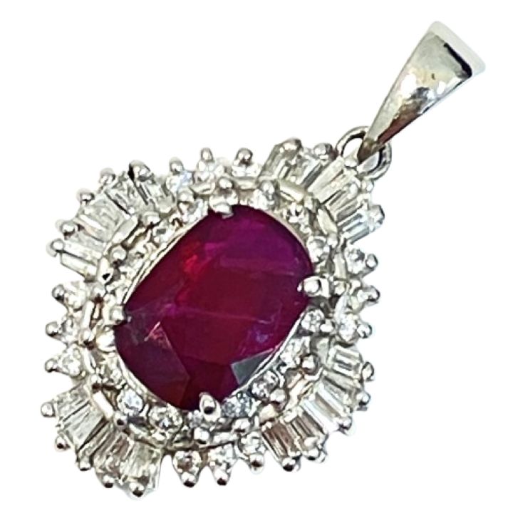 Pt900 ペンダントルビー1.48ct MD0.5ct